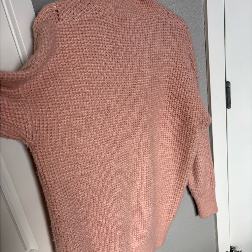 Main Strip Soft Pink Knit Turtleneck Sweater - Picture 3 of 3
